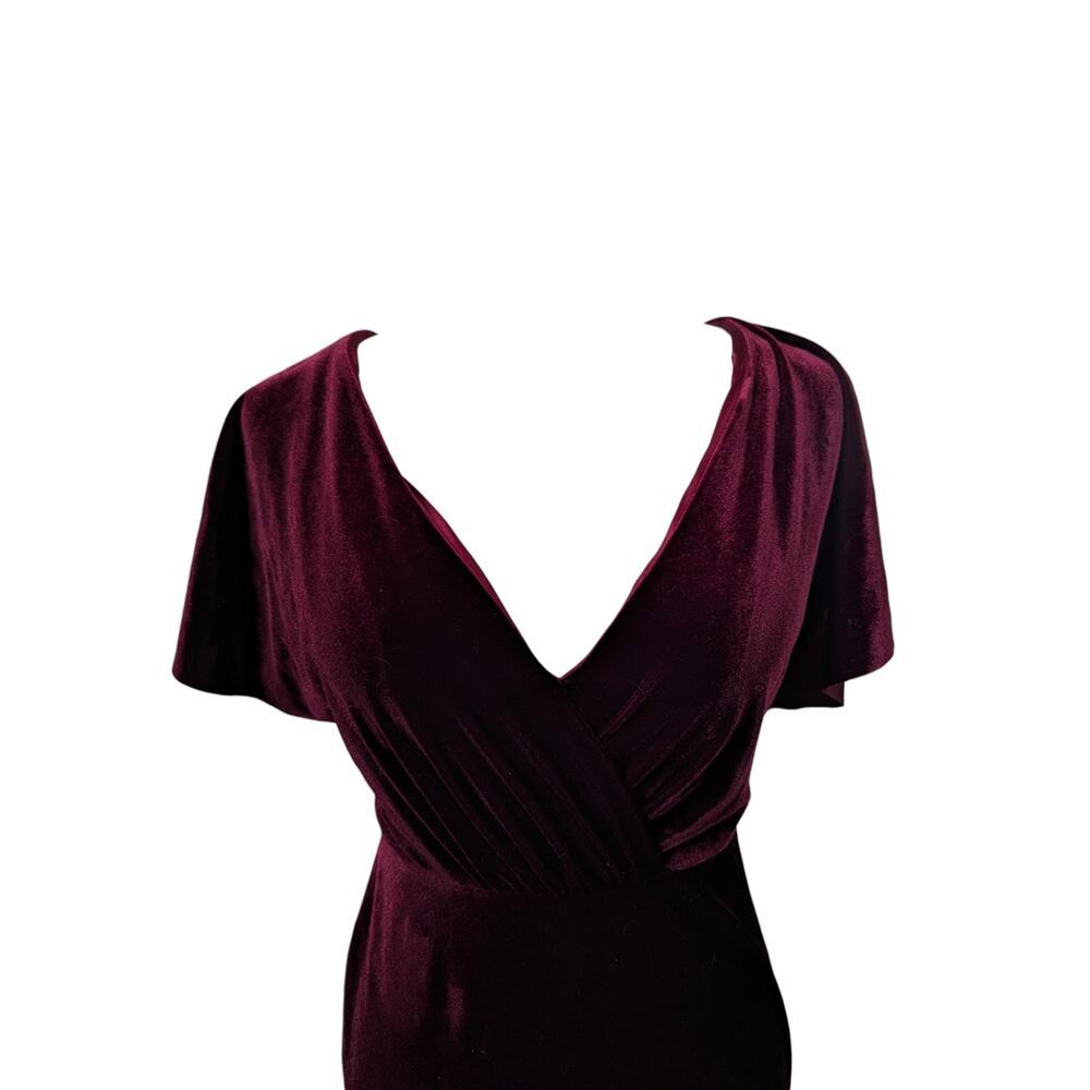 Jenny Yoo Ellis Velvet Open Back Dress Burgundy Size 2 Bridesmaid Gown Formal - Picture 7 of 13